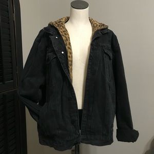 Black and Cheeta print Jean Jacket